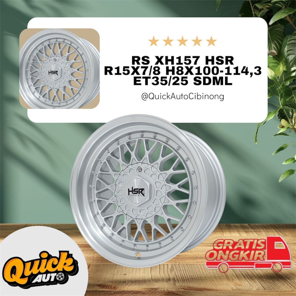 Velg Mobil BBS R15 Untuk Avanza, Agya, Ayla, Brio, Vios, City Dll R15 HSR RS H8X100-114,3 SDMFL