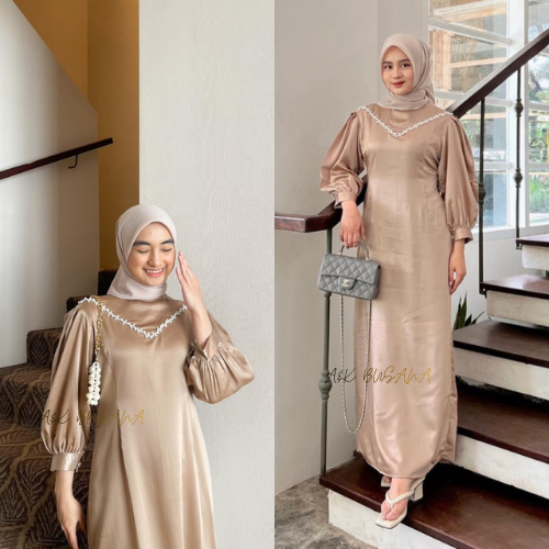 READY STOCK – ADA JUMBO / CALENDULA DRESS SATIN MAXMARA SILK PREMIUM MAXI DRESS SATIN POLOS KOMBINAS