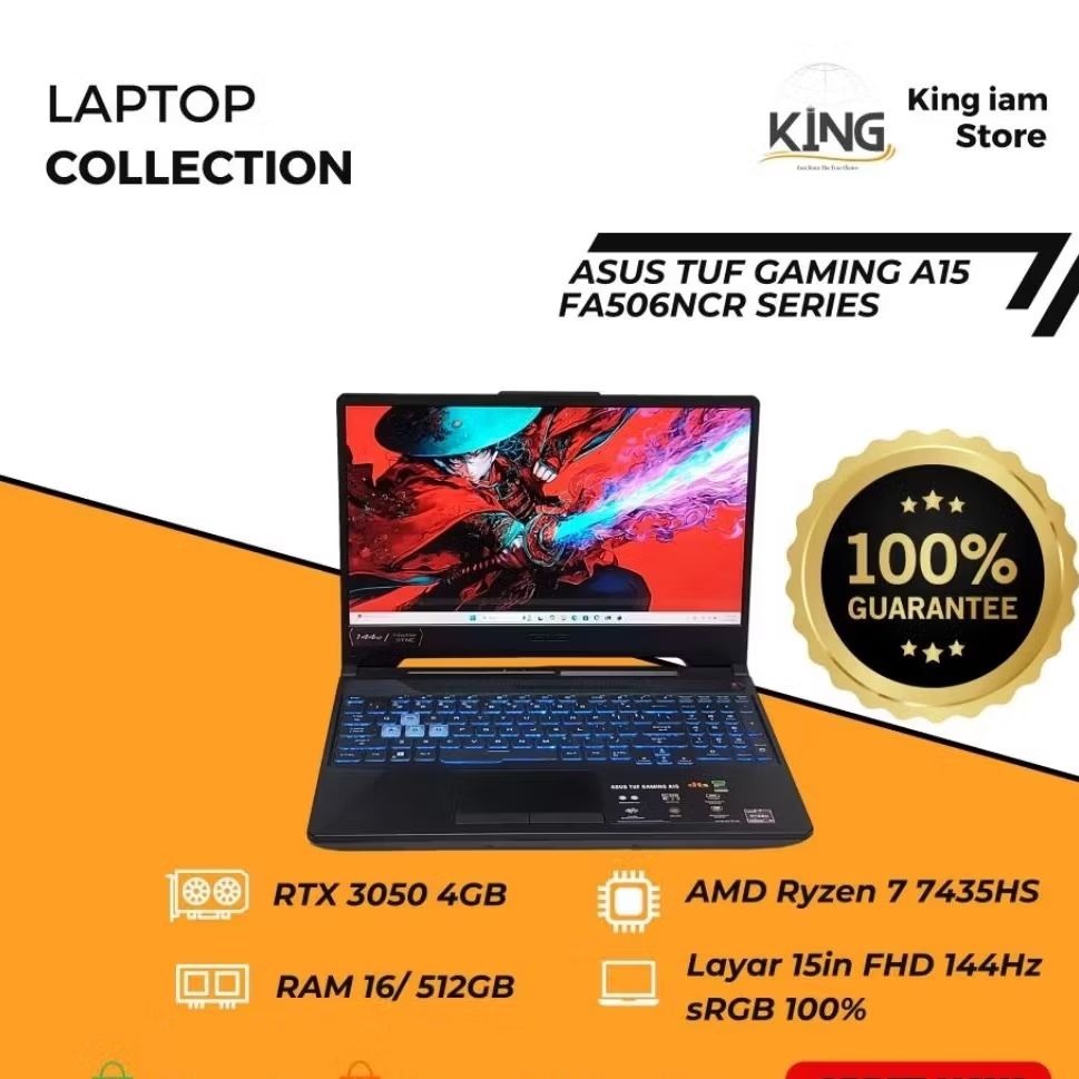 LAPTOP GAMING ASUS TUF Gaming A15 FA506NCR Ryzen 7 RTX 3050 16GB 512GB – Laptop Gaming Bekas Mulus 1
