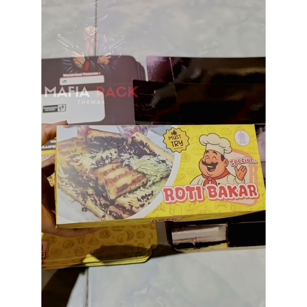 Box Roti Bakar Bandung  Dus Kue Roti bakar bahan ivory foil laminasi tahan minyak warna dan motif ce