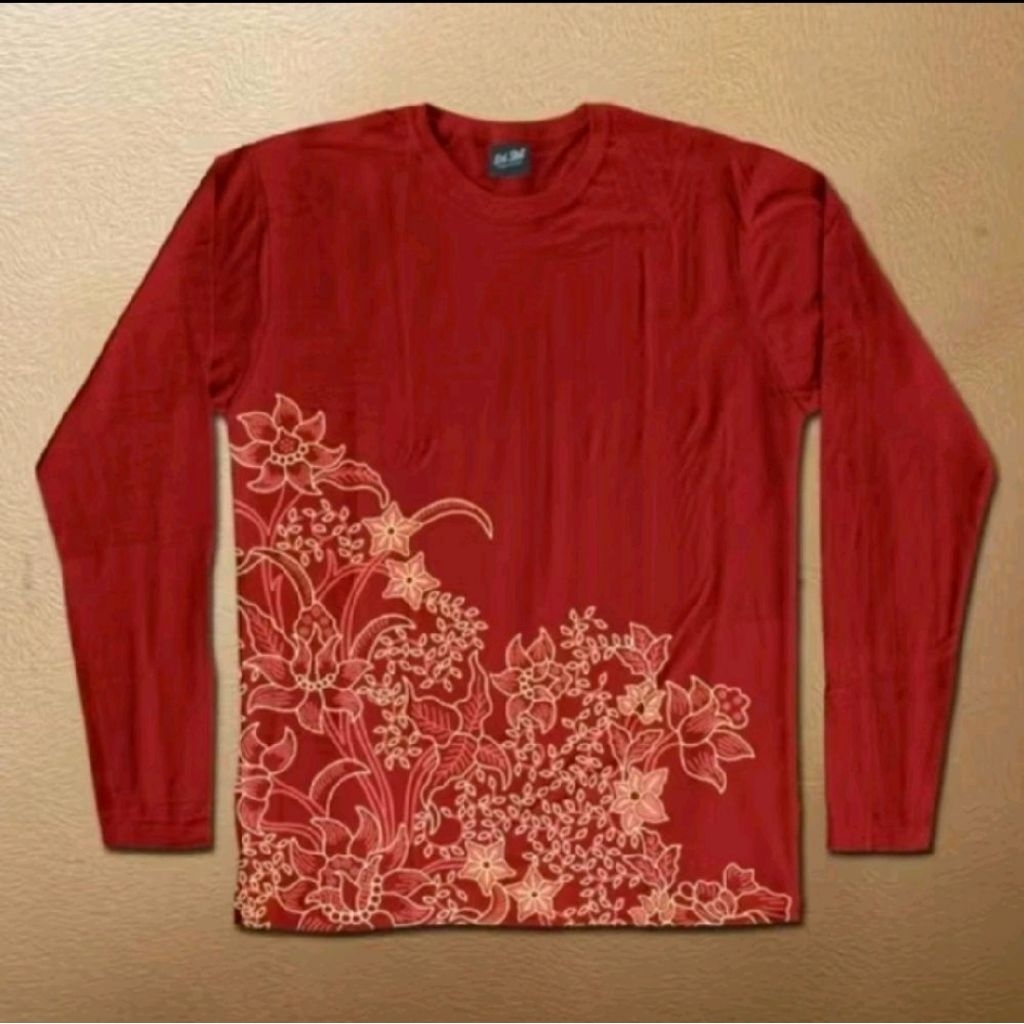 Kaos Oblong Panjang  Atasan Motif Pria Batik Tulip Batik Solo Wanita