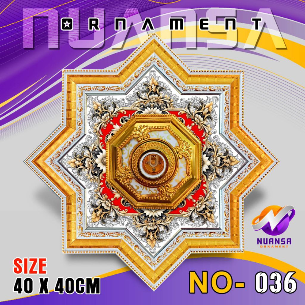 ornamen lampu plafon pvc 40x40cm lampu hias mewah
