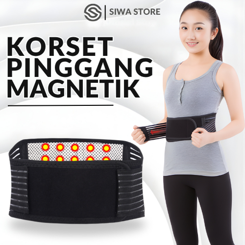 Korset Lumbal Saraf Kejepit Terapi Pinggang Sabuk Tourmaline Pemanas Penghangat Nyeri Pria Wanita