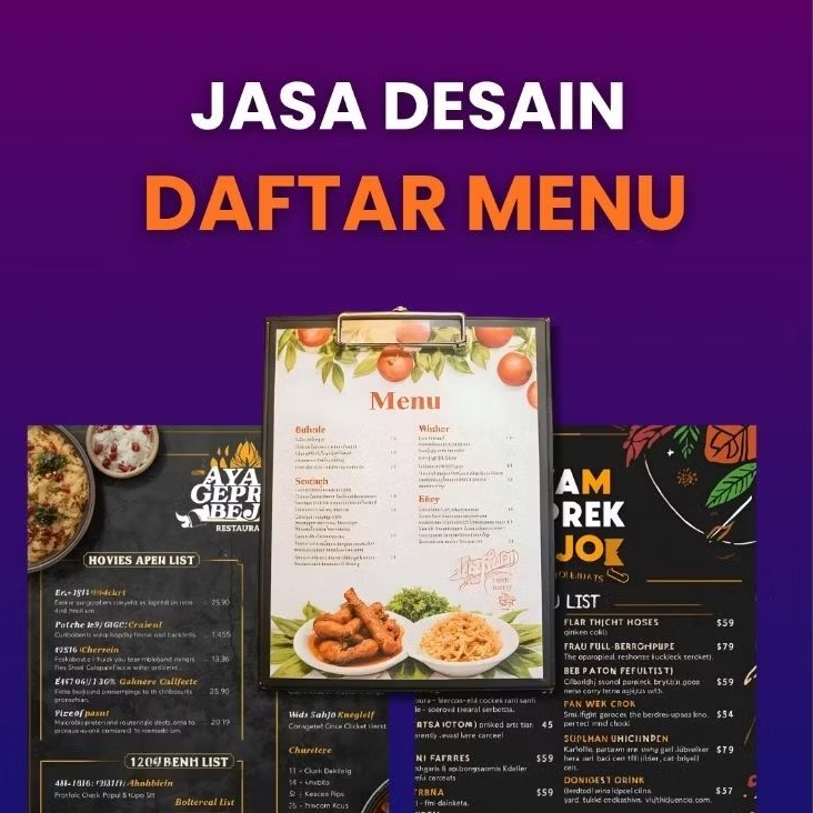 Jasa Desain Daftar Menu/Daftar Menu makanan dan minuman/murah dan bergaransi