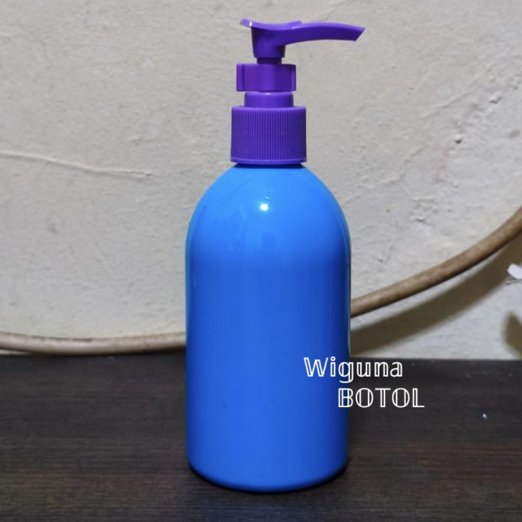 Botol Pump Clip 250ml Oval Ungu / Botol 250ml Oval Pump Clip