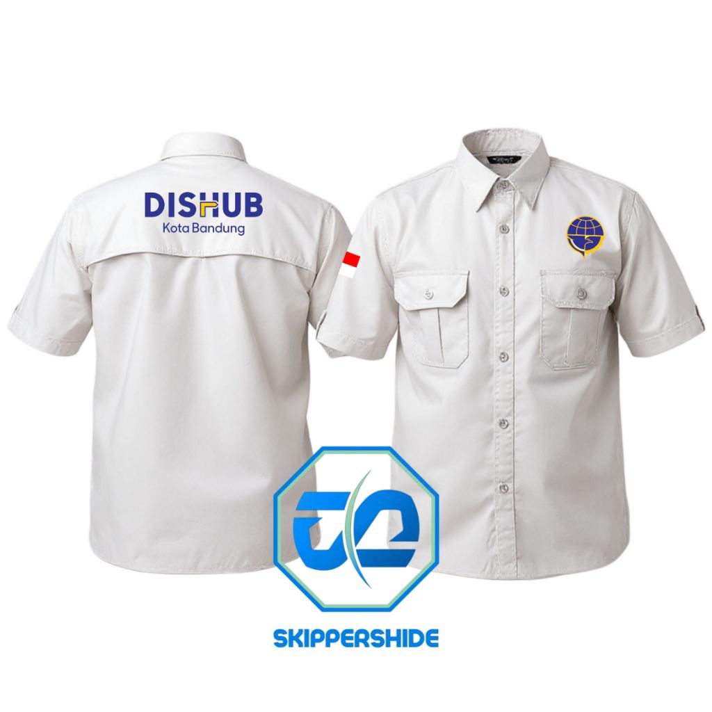 Kemeja American Drill Pria Lengan Pendek - Kemeja Kerja PDL PDH Seragam Lapangan Sablon DISHUB