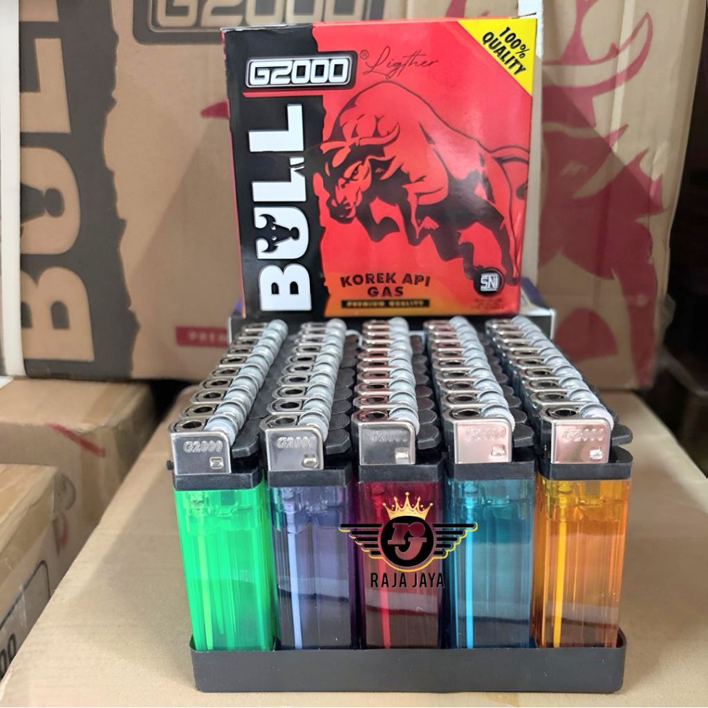 G2000 BULL Korek Api Gas Roda Berkualitas SNI Isi 50 Pcs