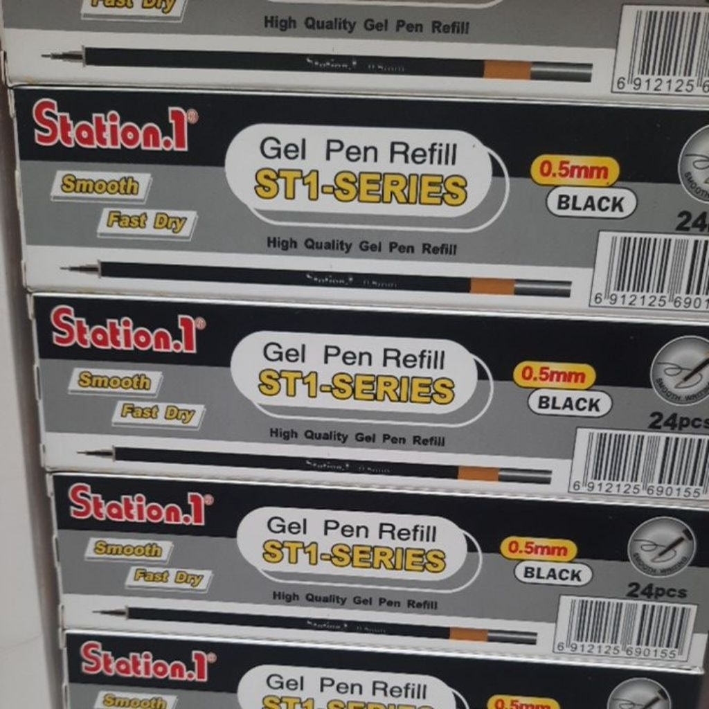 Refil pena gel/gel pen refill STATION.1 ST1-SERIES ESCO ATAU Stark ST-9025 tinta hitam 1pak isi 24pc