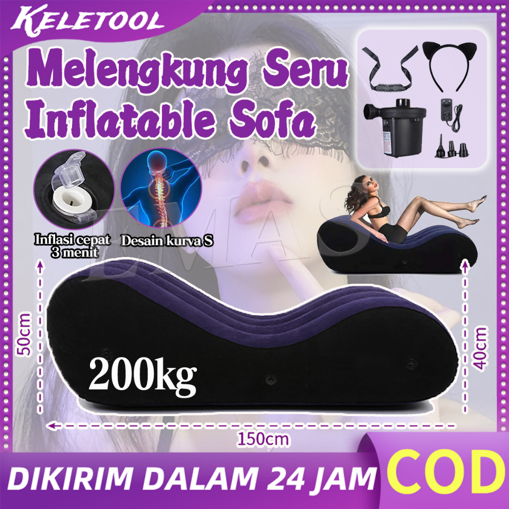 [COD]Portable Inflatable Air Sofa  Angin Dewasa Sofa  S-shaped Position Labor-saving Sitting Inflata