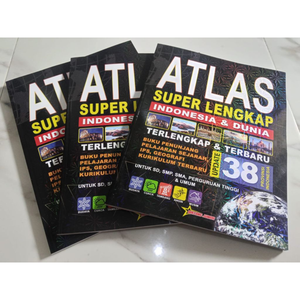 ATLAS Super Lengkap Ukuran Jumbo Indonesia & Dunia Update 38 Provinsi