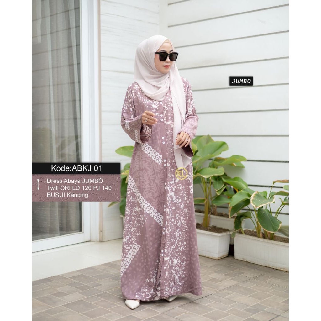 ABAYA JUMBO ELZHAF BY Elzhaf Batik | Bahan Twill Rayon Elegan Adem Jatuh