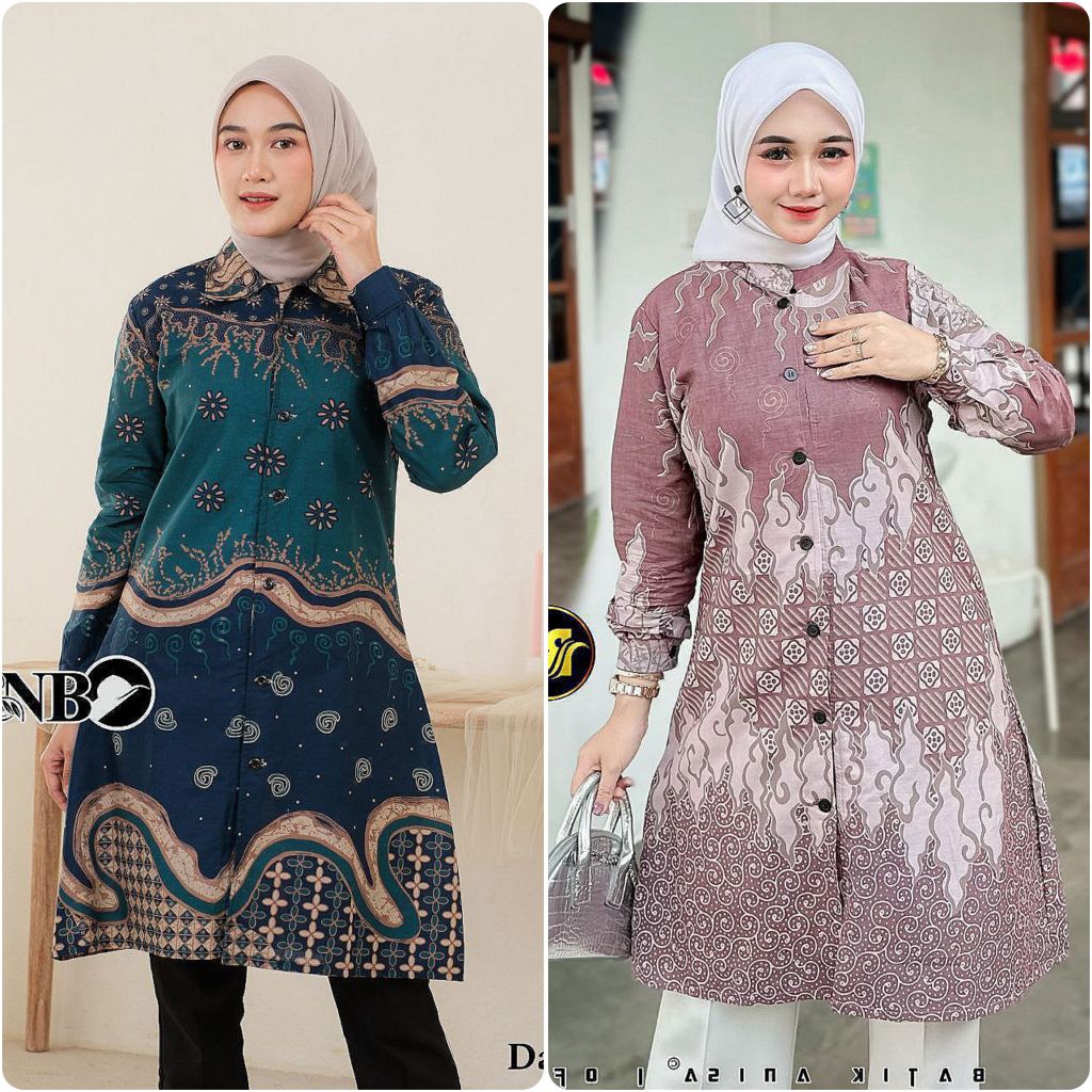 Batik Coupel Wanita | Batik Kerja Tunik | Tunik Batik Wanita Premium | Atasan Tunik Batik Busui | Ba
