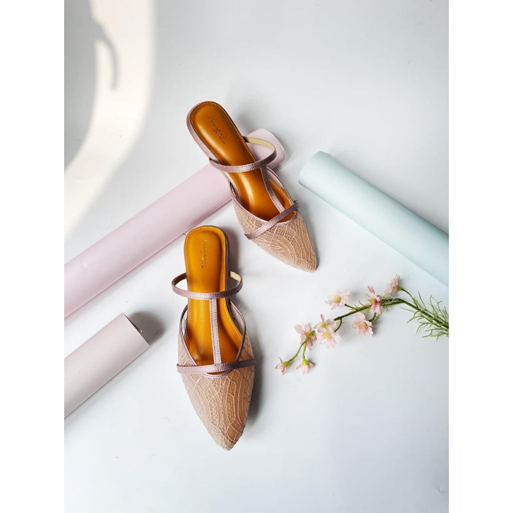 LANGKAH BY LINA LEE SEPATU WANITA FLAT LACE BRUKAT KODE LD 043