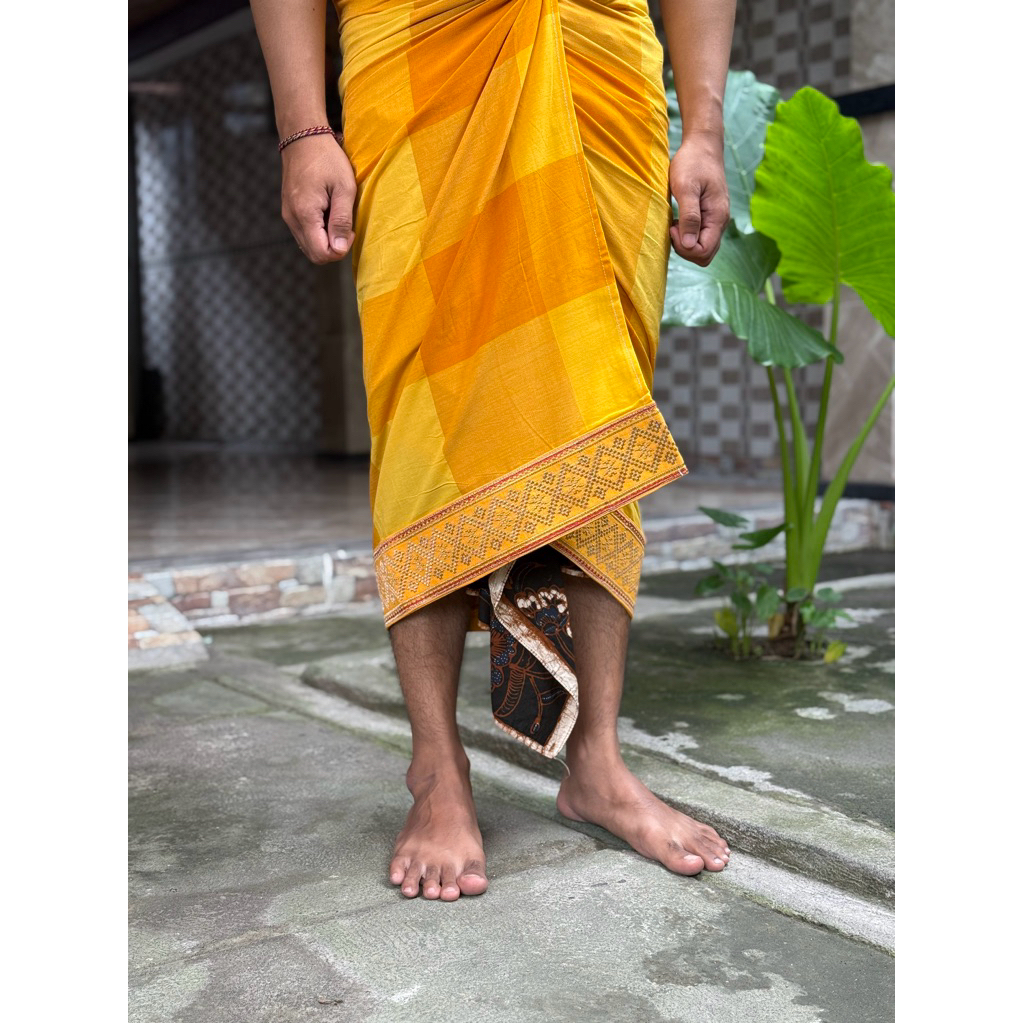 Saput endek kuning bordir