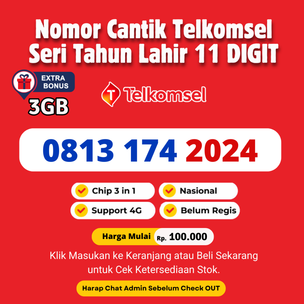 Nomor Cantik Telkomsel Tahun Lahir 11 Digit - Nomor Cantik Simpati 11 Digit Support 4G LTE BONUS KUO