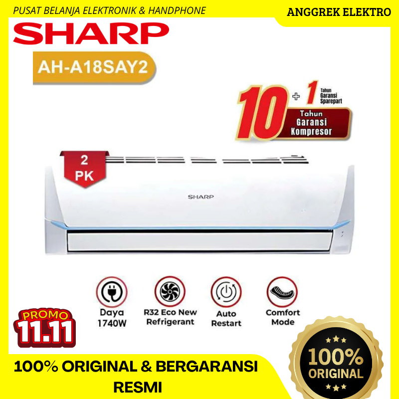 AC SHARP 2 PK THAILAND AHA 18SAY  FREON R32 GARANSI RESMI