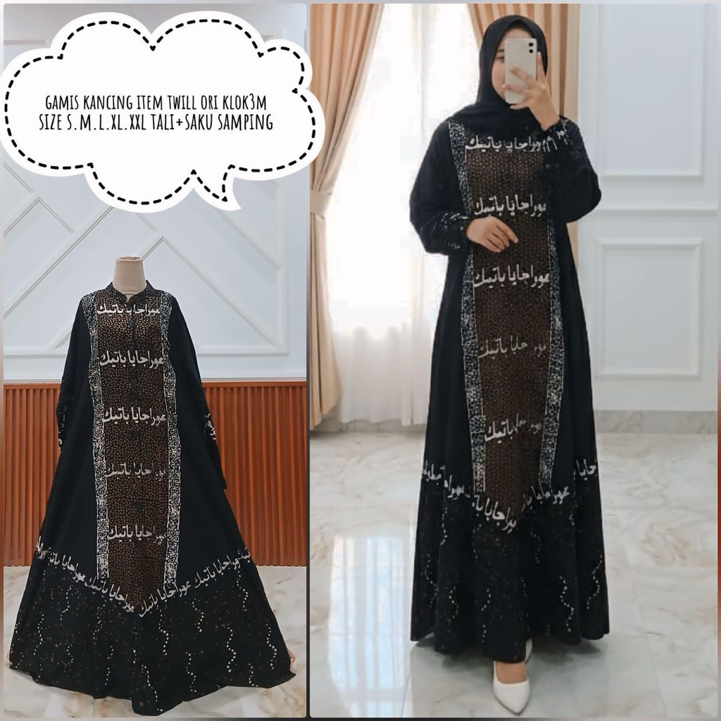 gamis twill susun resleting depan asli batik pekalongan / gamis twill ori terbaru berkualitas gamis 