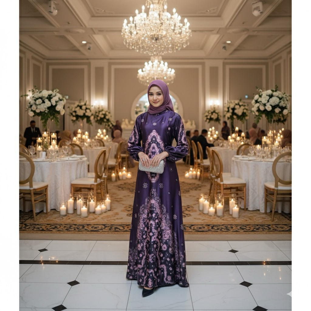 gamis jumputan sutra silk