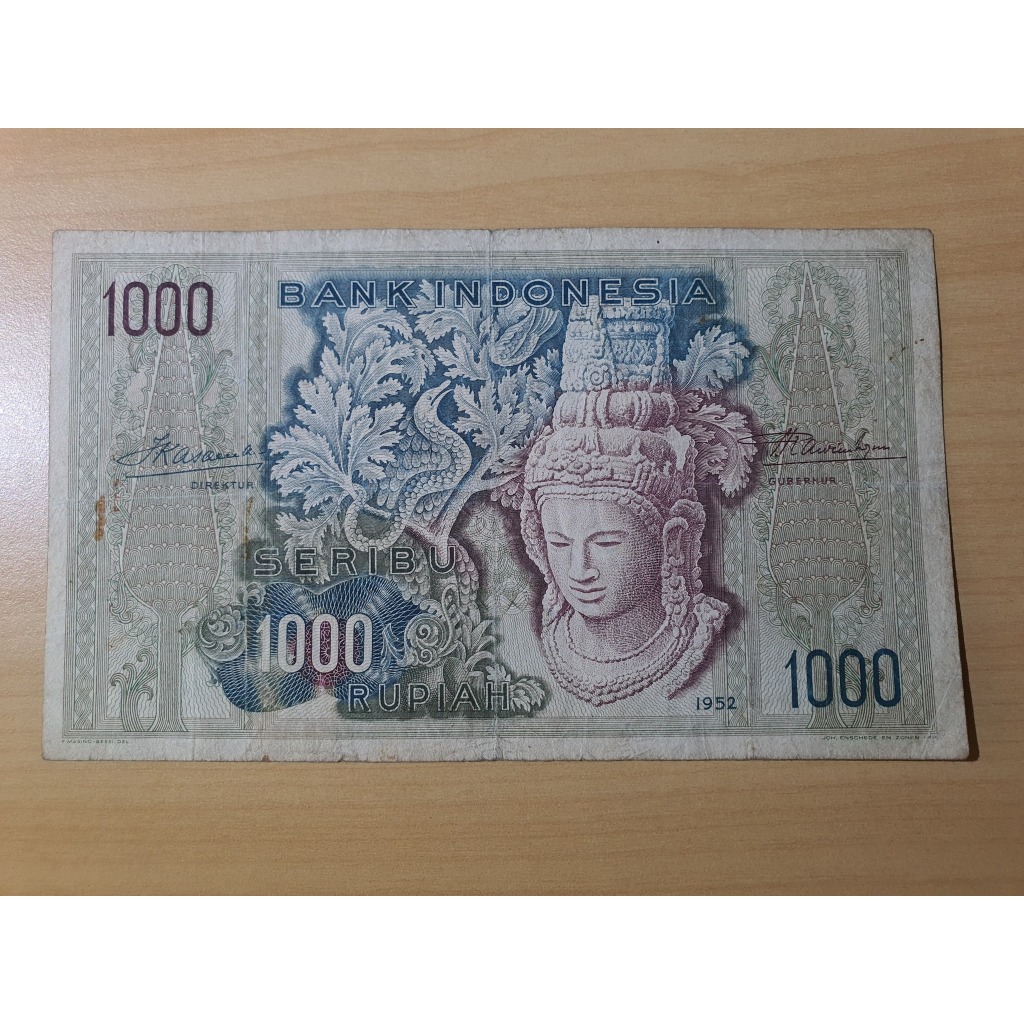 Seri Budaya 1000 Rupiah 1952 Seri WB 061702 Kondisi VF ada sedkit Karat