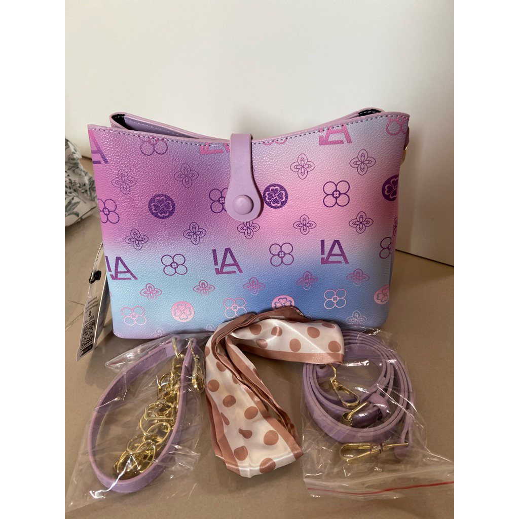 tas wanita bag women fashion trend lilac 2 in 1 sale italuita new birthday gift warna ungu candy pel