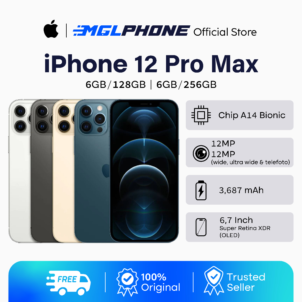 IP 12 PRO MAX 256GB/128GB/64GB SECOND FULLSET EX INTER BERGARANSI