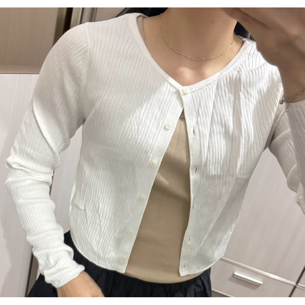 uniqlo crop ribbed cardigan