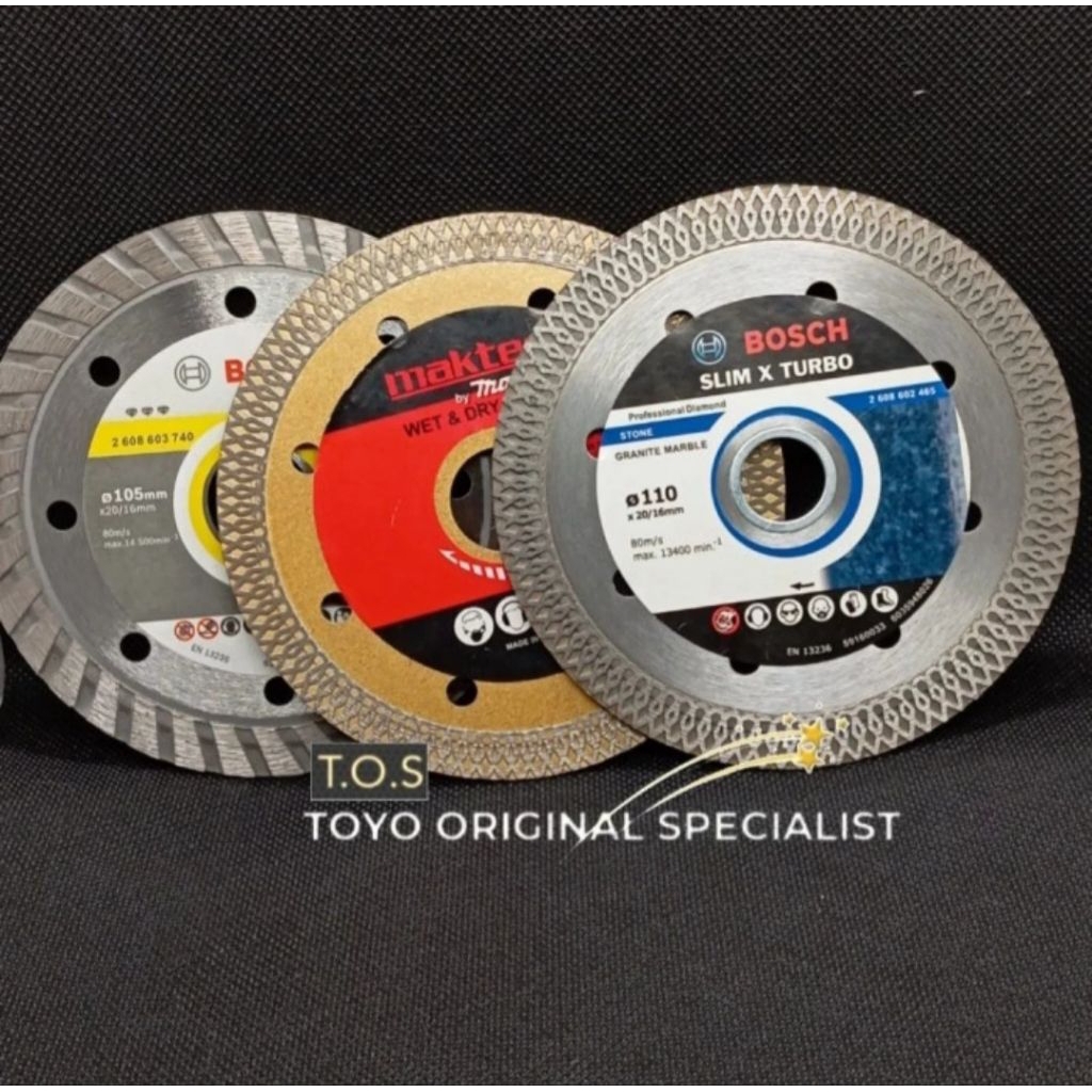 Diamond Wheel 4"Maktec batik, Bosch Batik, Bosch Turbo Hijau Pisau Potong Keramik Kering/Basah