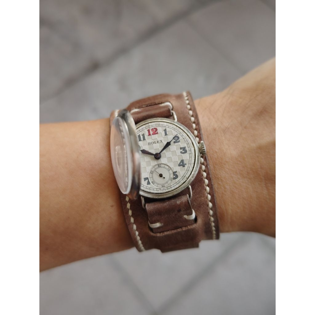 1910s Vintage Rolex Rebberg Watch Co. sub small second Checkered Board Dial World War I WWI Era Mili