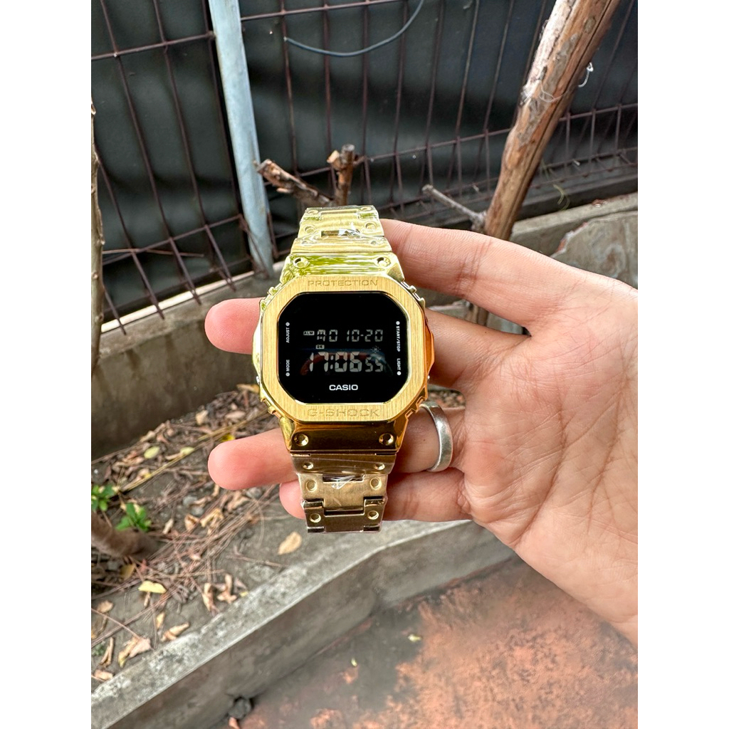 (Ready Stock) G-SHOCK DW 5600 BEZEL STRAP STAINLESS GOLD NEW ORIGINAL