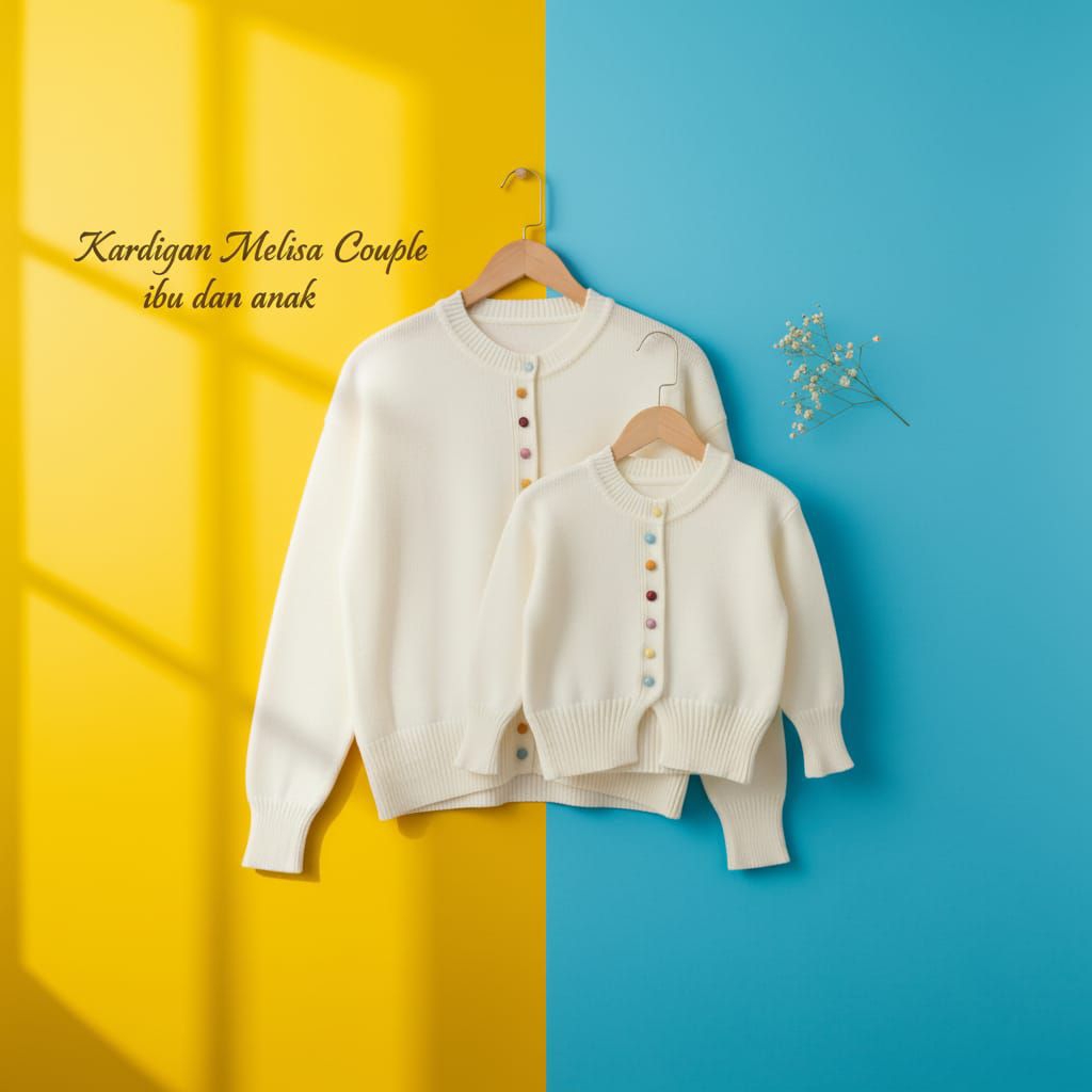 Kardigan Melisa Couple Ibu dan Anak Baju Atasan Wanita Kancing Warna Warni Rajut korean Style