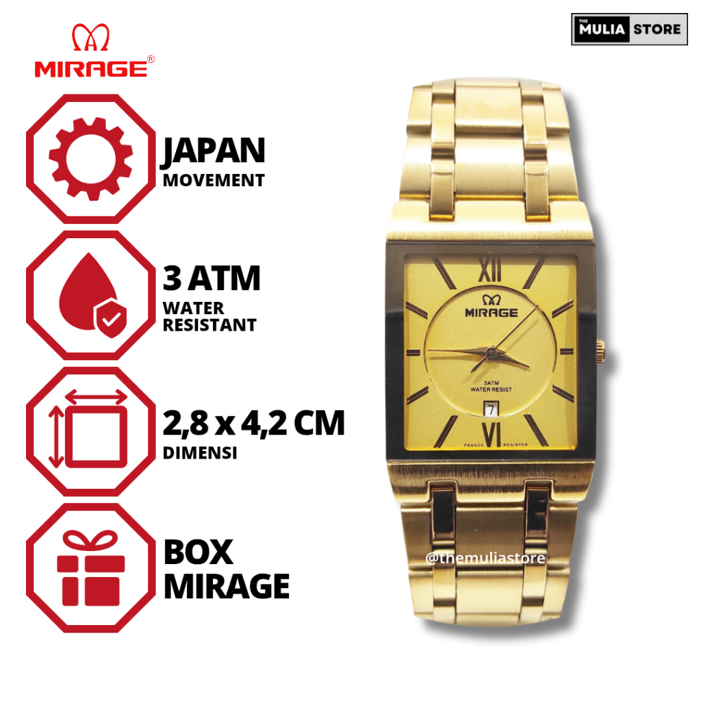 MIRAGE Jam Tangan Wanita/Unisex Mirage Original 7908 BRP M Tanggal Analog