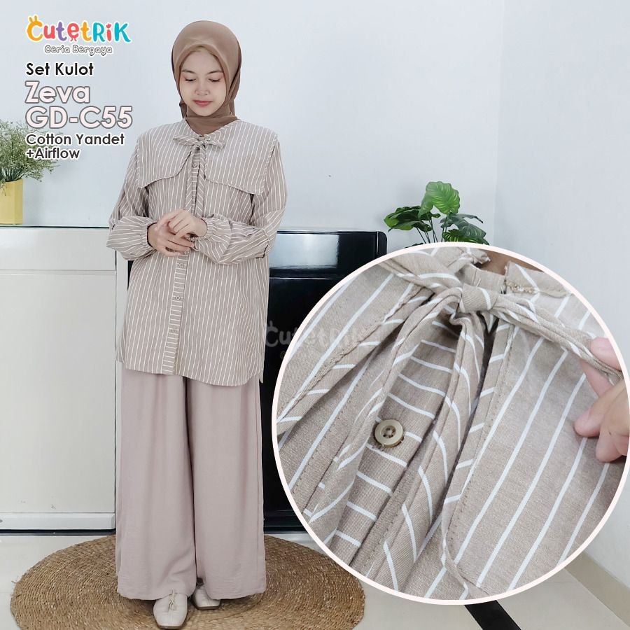 GD C55 Baju Setelan Tunik Kulot Anak Remaja Perempuan Set Zeva by Cutetrik
