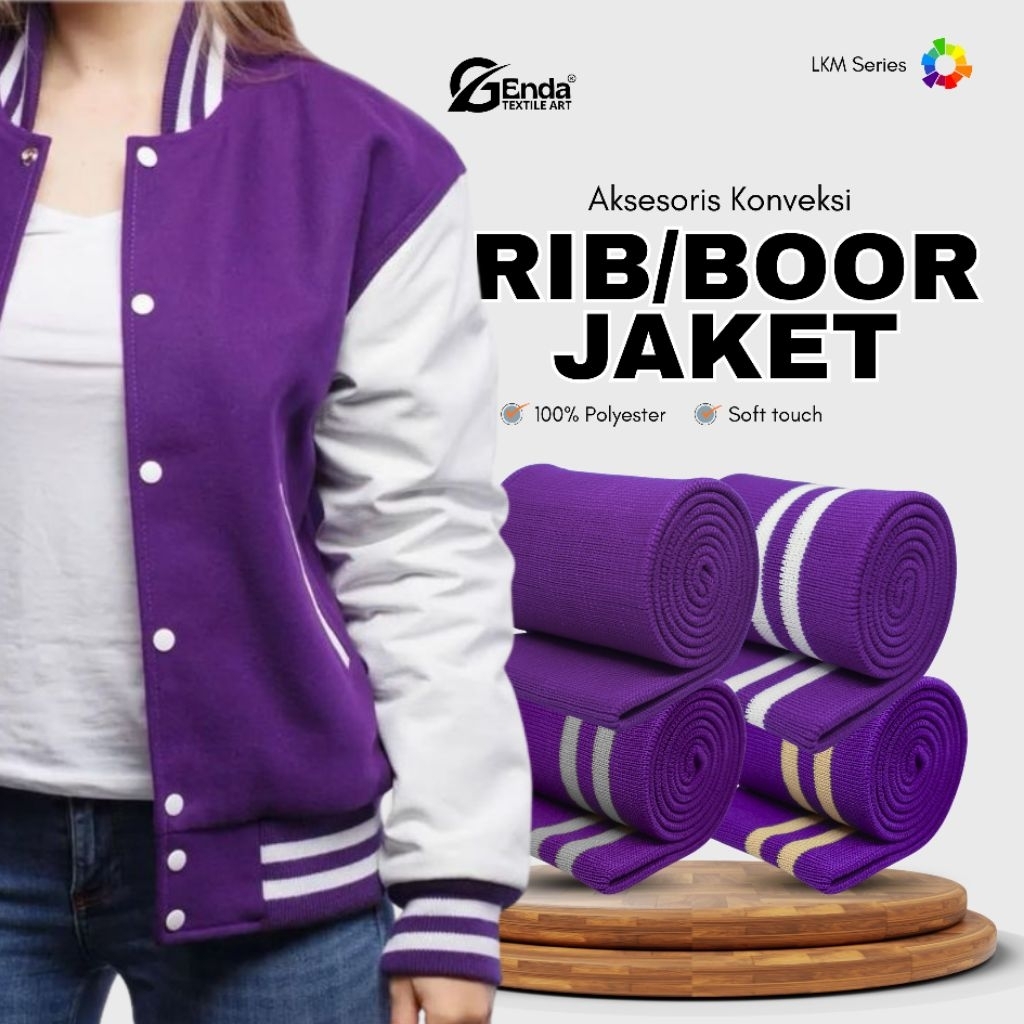 Ungu Royal | Kain rib bur pemium polyester untuk jaket aksesoris fashion warna lengkap bisa custom