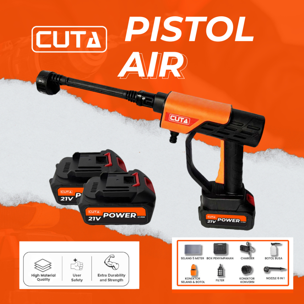CUTA Alat Cuci Mobil Portable Pistol Air Tekanan Tinggi Nirkabel Steam Cleaner Baterai Lithium