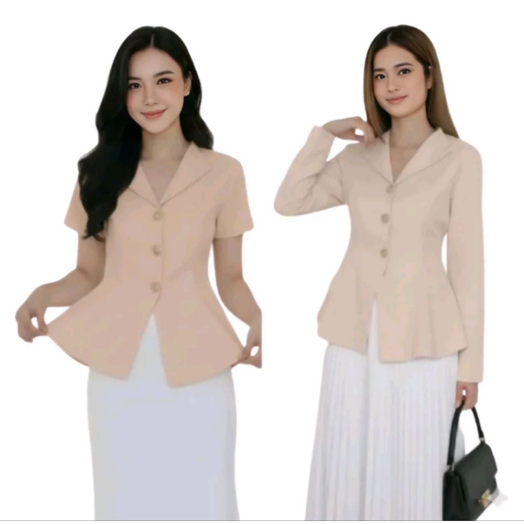 karla top-atasan wanita model blazer lengan panjang dan pendek- blouse wanita korean style premium