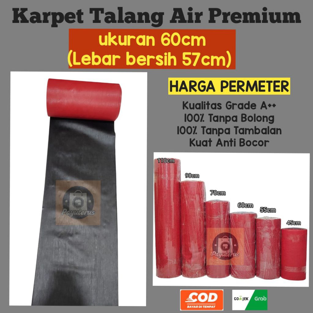 Karpet Talang Air Merah Hitam Tebal Kuat Anti Bocor | Bonet Talang Karet Multifungsi Pelindung Atap 