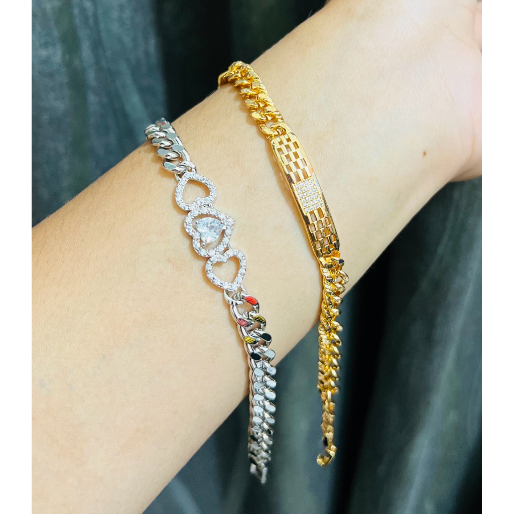 Gelang tangan rantai wanita lapis emas &perak