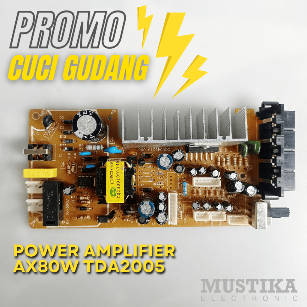 CUCI GUDANG POWER AMPLIFIER AMPLI STEREO TDA2005 AX80WATT PAKAI AC220V PLN