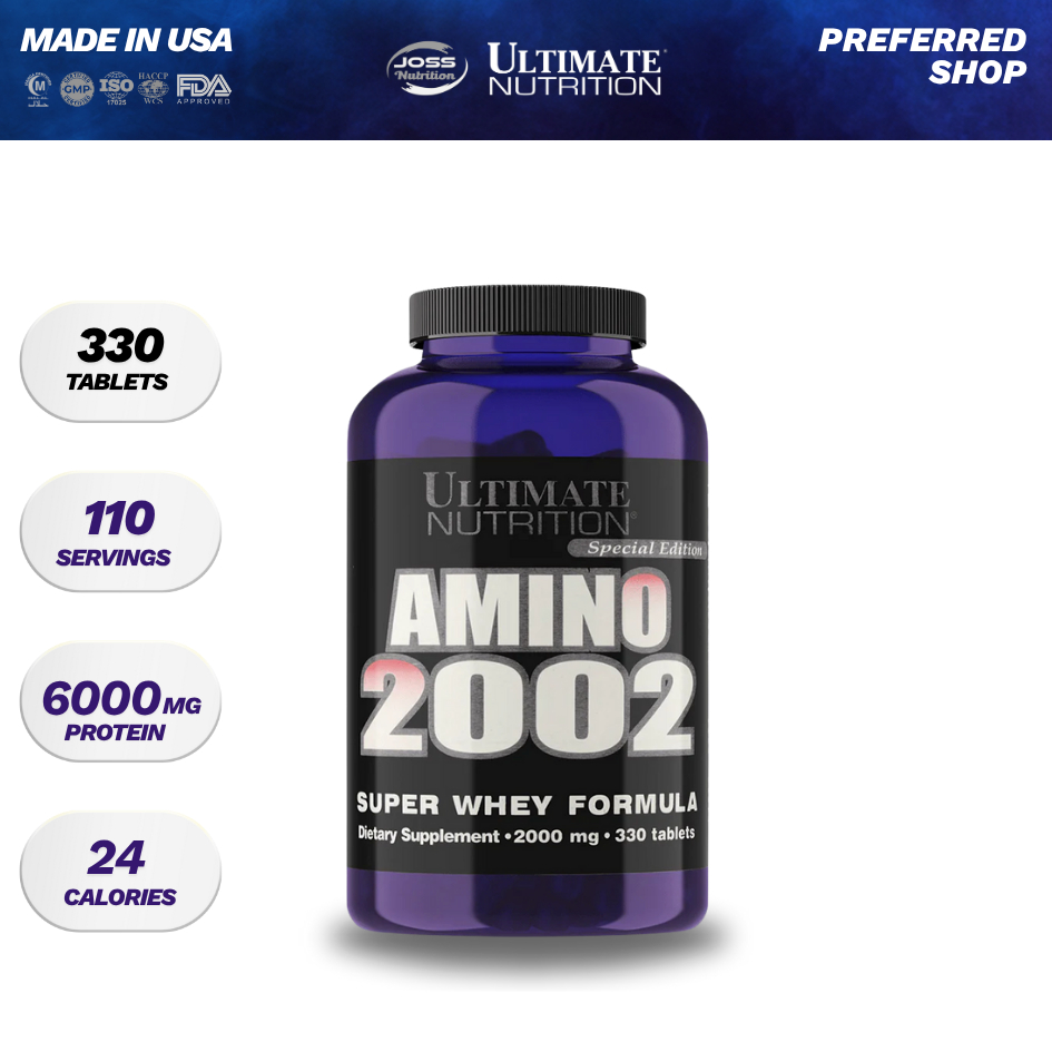 Ultimate Nutrition Amino 2002 330 Tabs | From Whey Hydrolysate | Import USA - Suplemen Fitnes / Supl