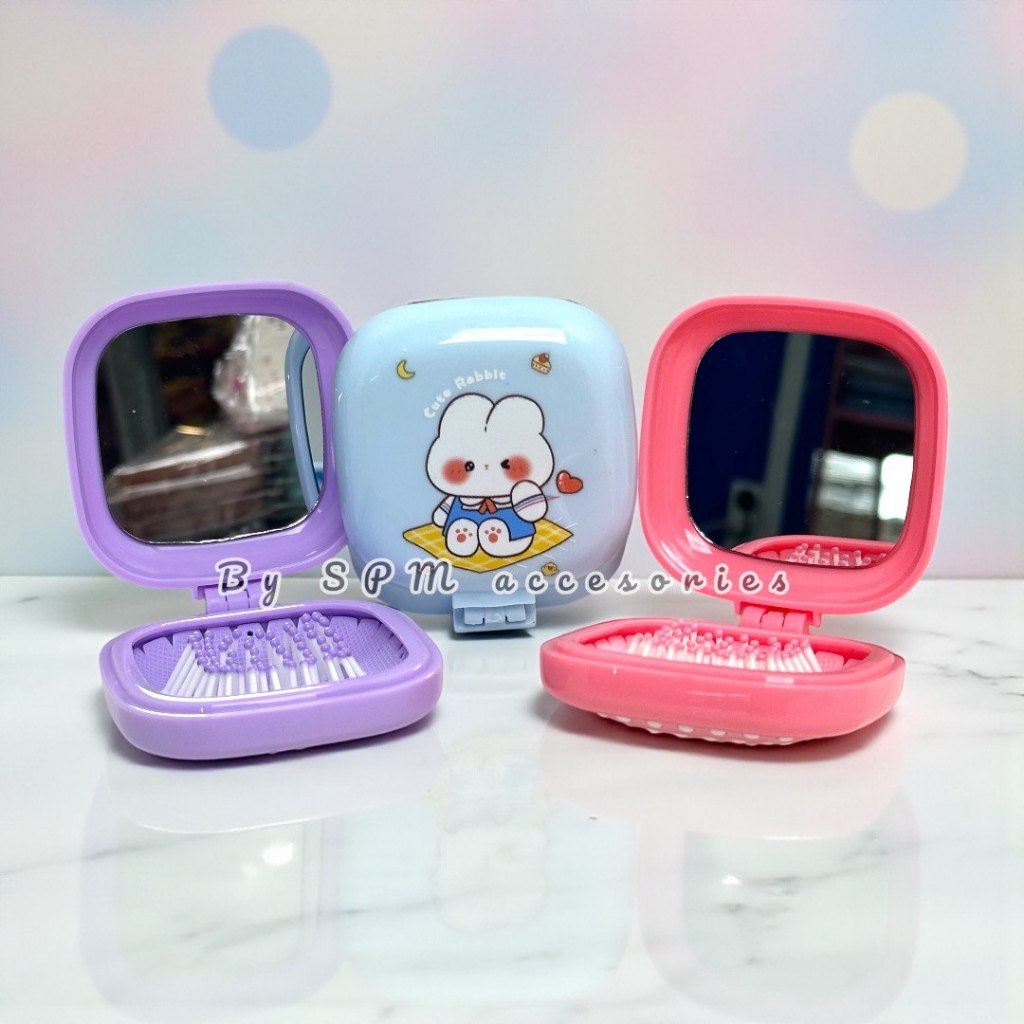 Sisir Rambut Lipat Kaca Kotak Motif Lucu - Spm Accesories Wanita