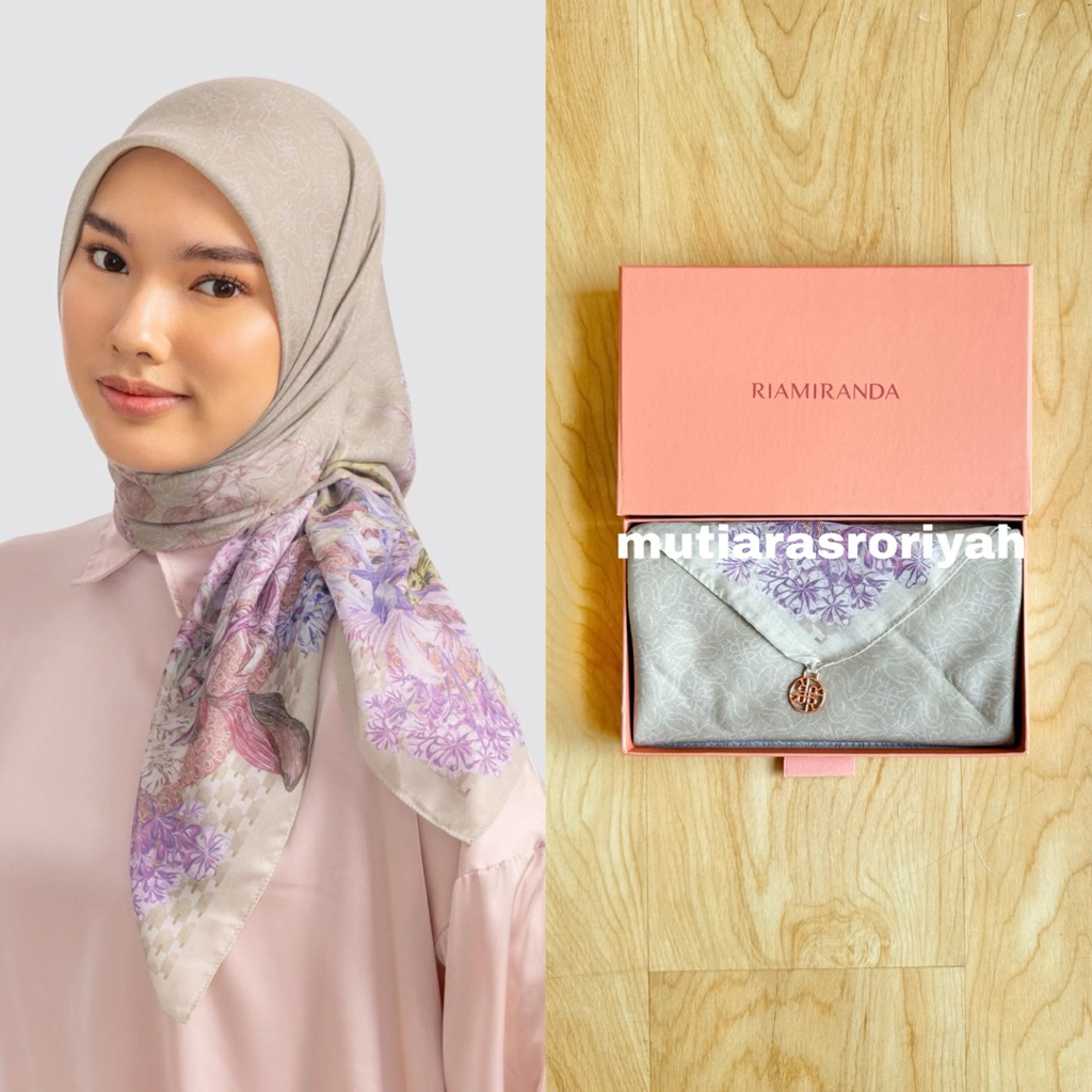 READY STOCK Ria Miranda Scarf Samima Ash Brown Sage Riamiranda Sale Segiempat Square Voal Monogram
