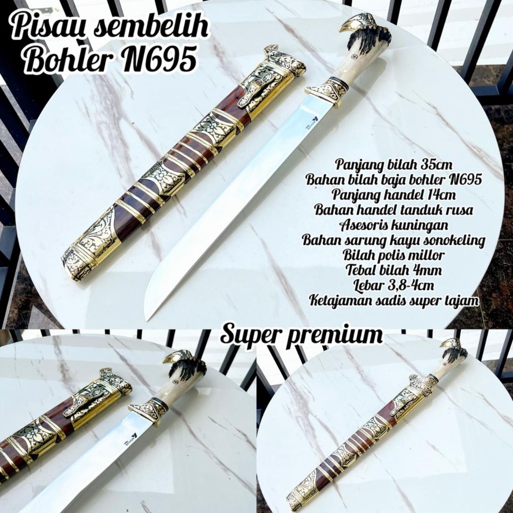 GOLOK PISAU SEMBELIH BAJA BOHLER N695 CUSTOME PREMIUM