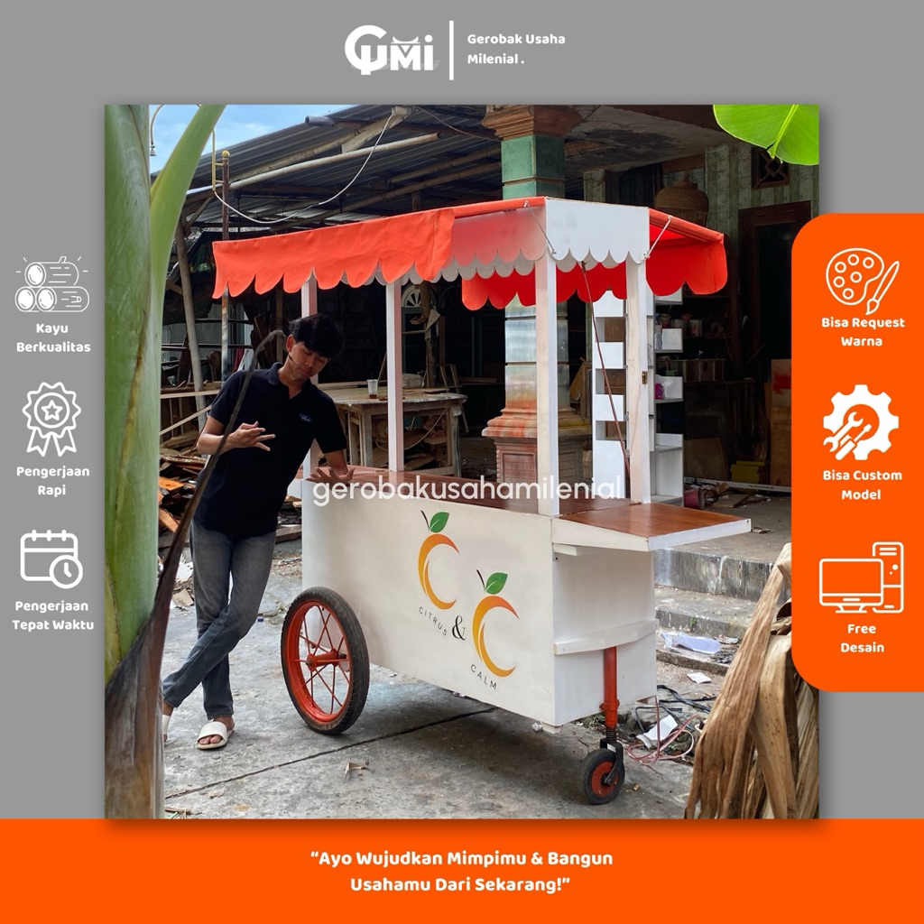 Gerobak jualan jus buah kekinian - gerobak usaha minuman | gerobak kuliner minuman