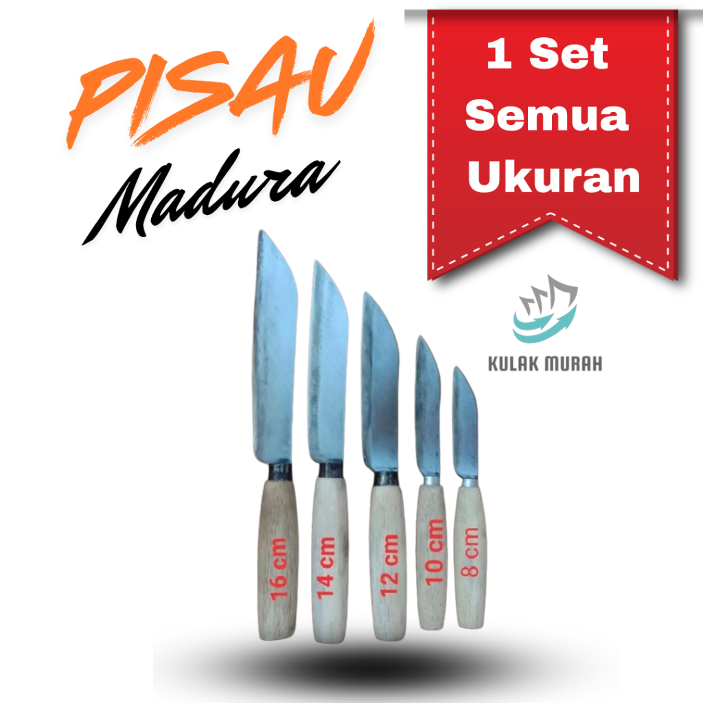 pisau set (5 ukuran) / pisau dapur baja pilihan / pisau madura