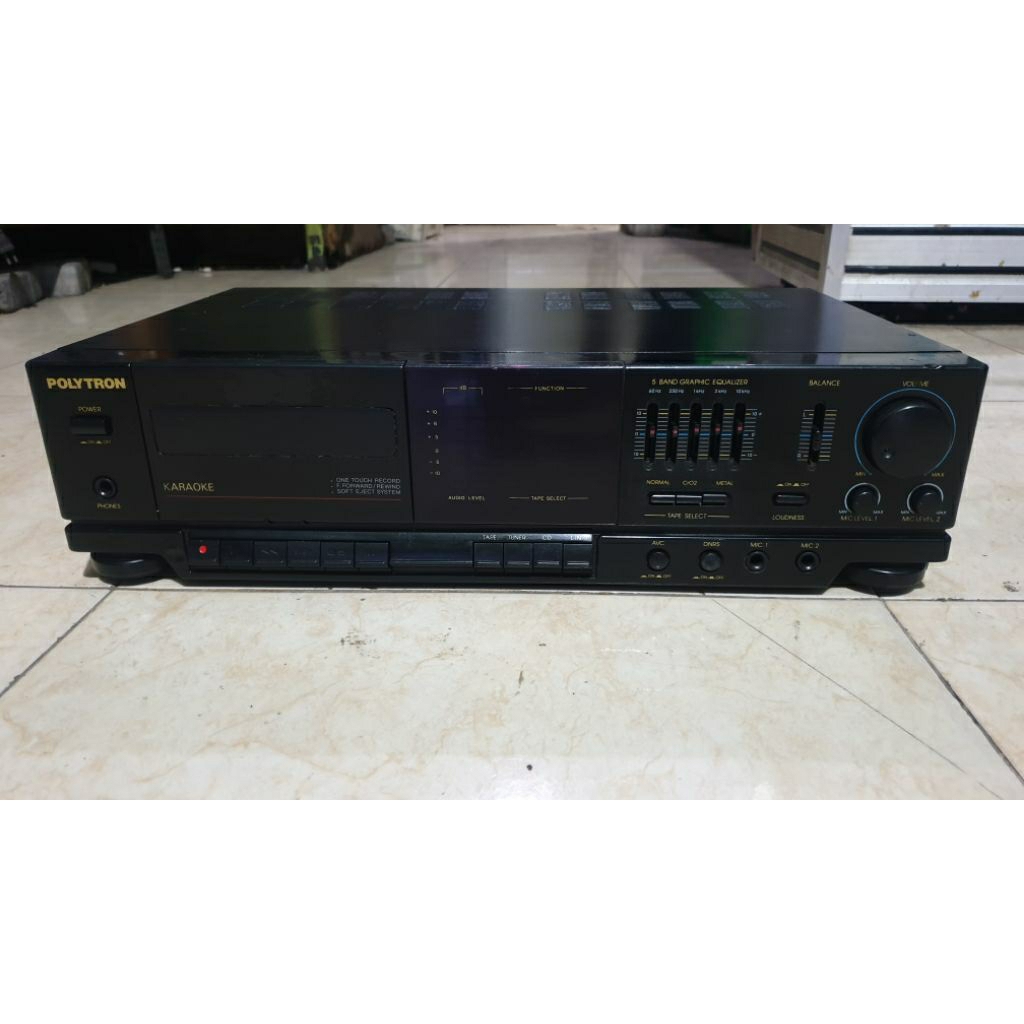 tape deck pemutar kaset pita amplifier karaoke polytron dat-52 second bekas normal siap pakai