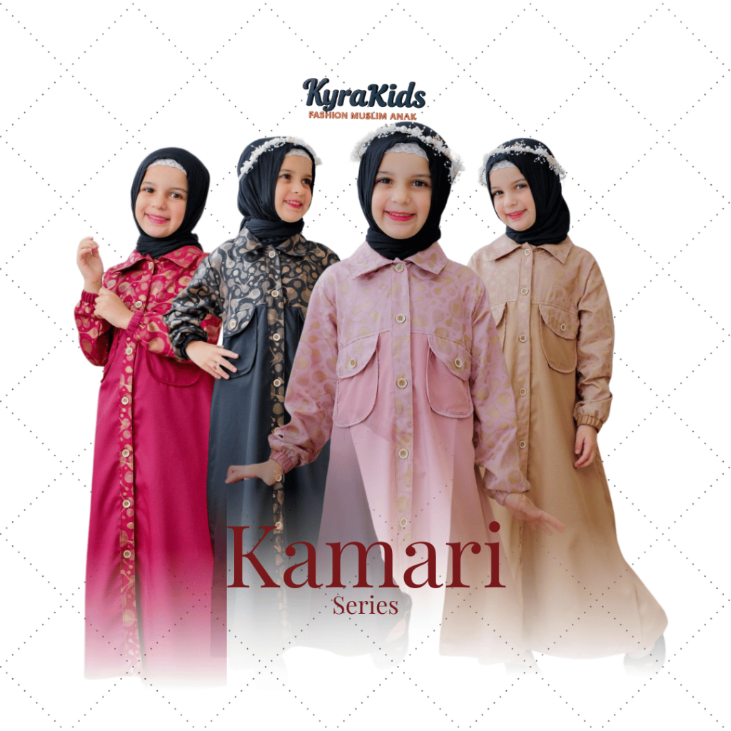 Naraya Kids– Kamari Series | Gamis Anak Prempuan Syar’i 4-12 Tahun set Pashmina Instan Bahan Torino 