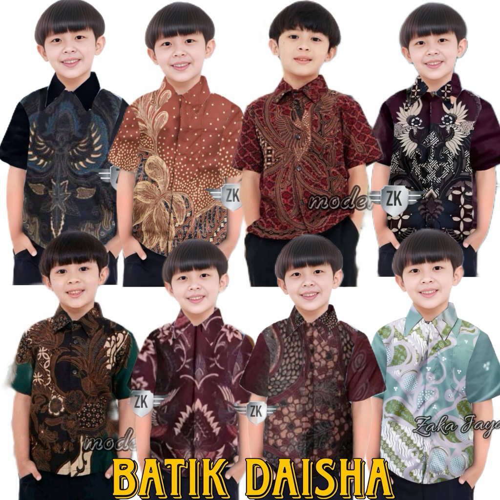 Baju Batik Anak Cowok Umur 1-12 tahun Kemeja Anak Laki-laki Lengan Pendek Modern Halus