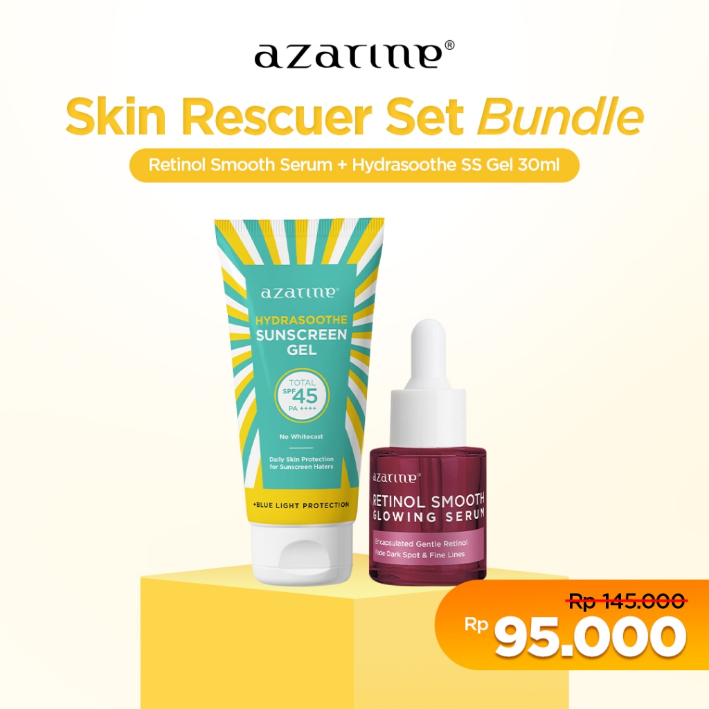 Azarine Skin Rescuer Set [2 PCS] Retinol Smooth Serum 20ml + Hydrasoothe Sunscreen Gel SPF45 PA++++ 