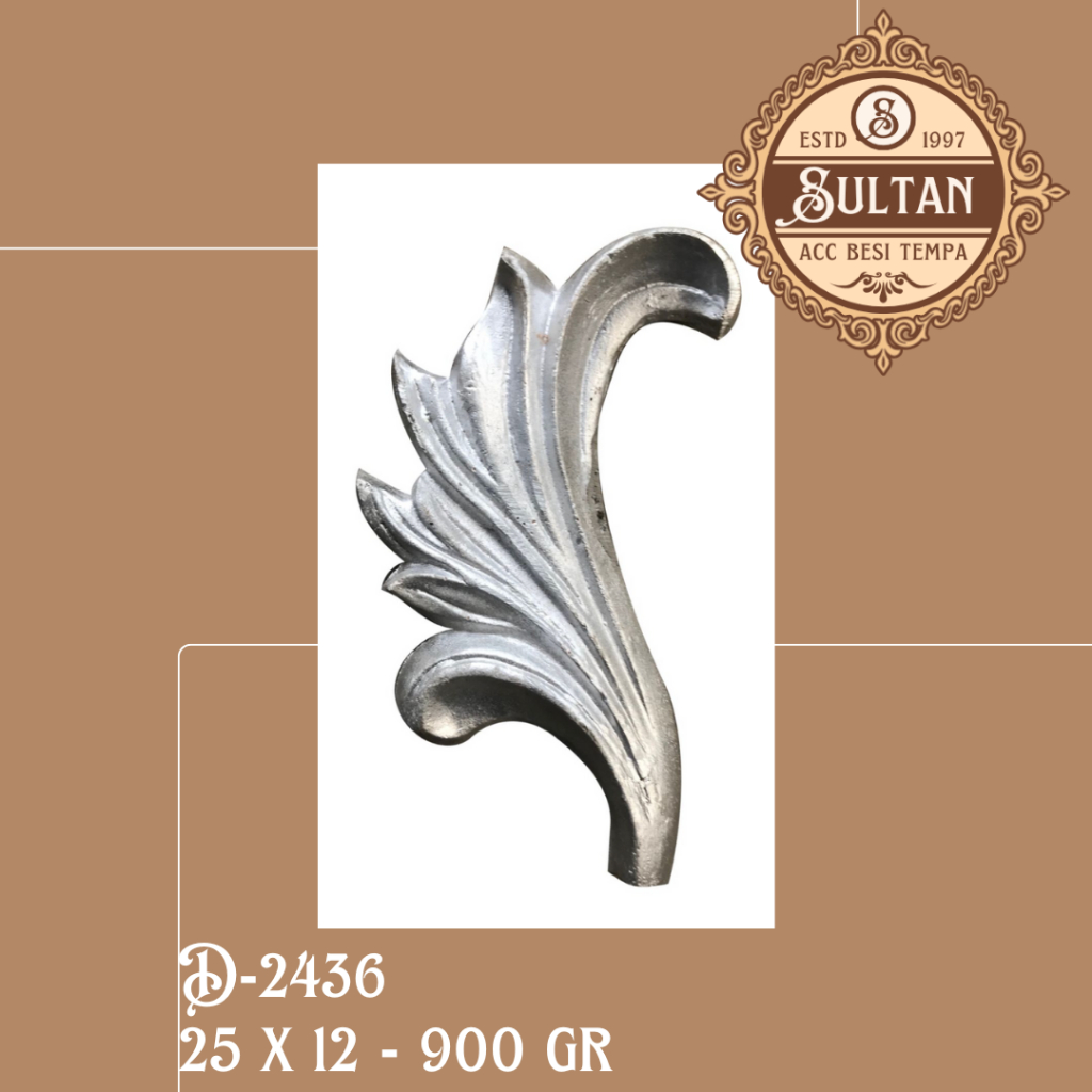 Sultan Besi Tempa / D - 2436 / Ornamen Daun Besi Tempa / Ornamen Pagar Besi Klasik / Aksesoris Besi 