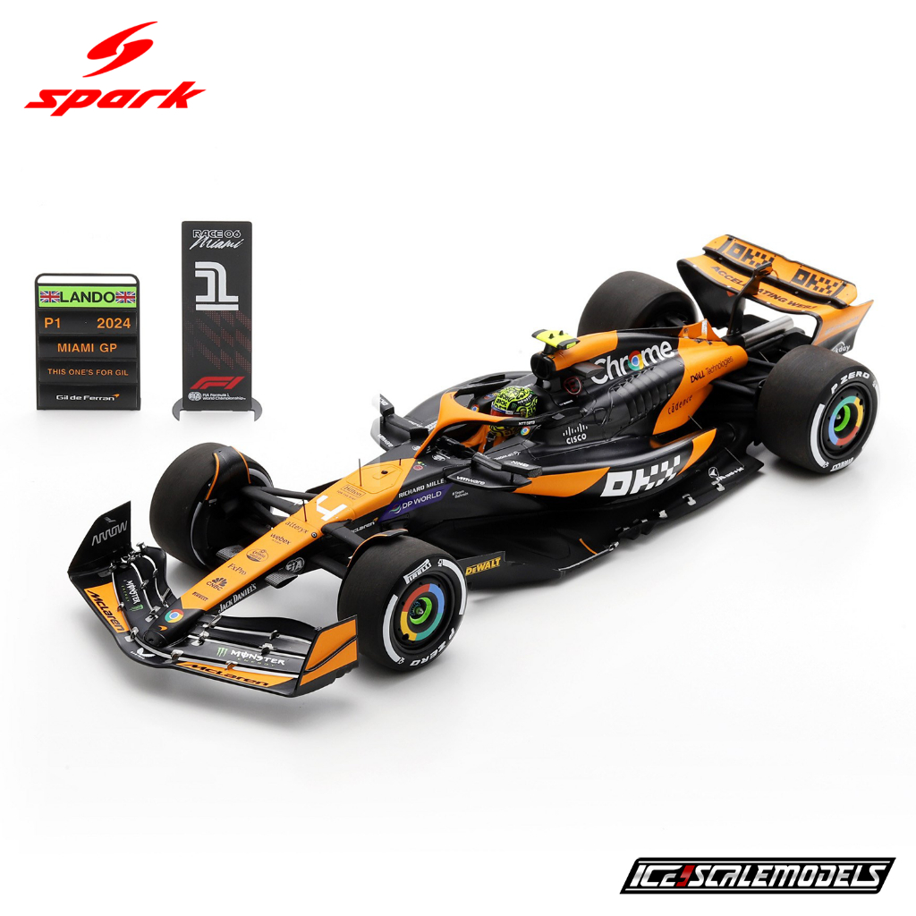 Diecast F1 Spark 1:18 McLaren-Mercedes MCL38 Lando Norris Miami GP 2024